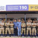 Vice-governador Laurez Moreira, coronel PM Márcio Barbosa e o prefeito Franciel de Brito Gomes.
