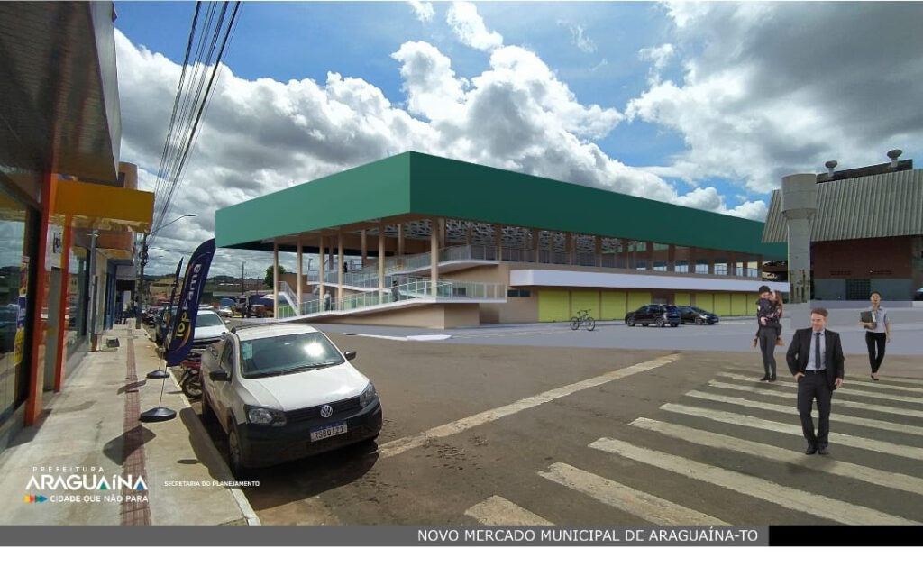 O estacionamento será localizado na parte de trás da nova construção, com acesso pela Rua 7 de Setembro, oferecendo 28 vagas para carros e 72 vagas para motos